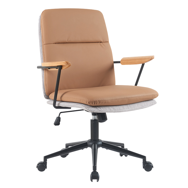 Dünyevi Sarı Ahşap Kolçaklı Çift Minderli Ev Ofis Koltuğu (X-5135)