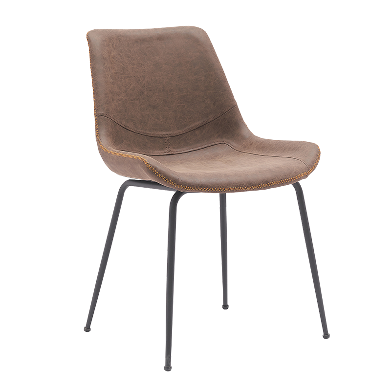 Kahverengi Metal Ayaklı Orta Sırt Vurgulu Yemek Sandalyeleri(Y-C12)