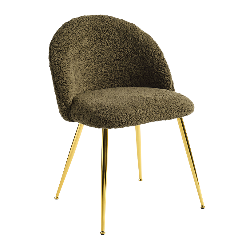 Yeşil Teddy Polar Yemek Sandalyesi Altın Tabanlı(Y-C16)