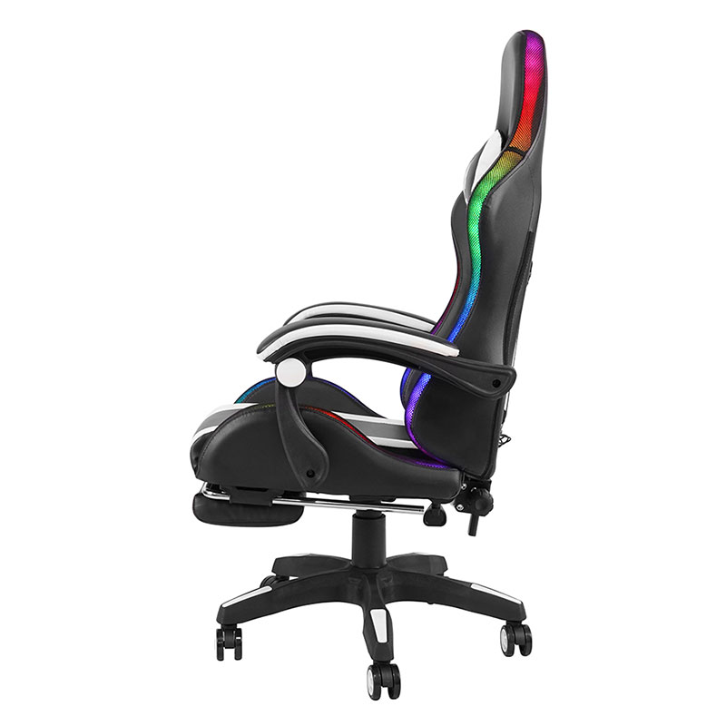 White Professional Swivel Recling RGB Gamer Adjustable Armrest Led Gaming Chair With Footrest(Y-2442)