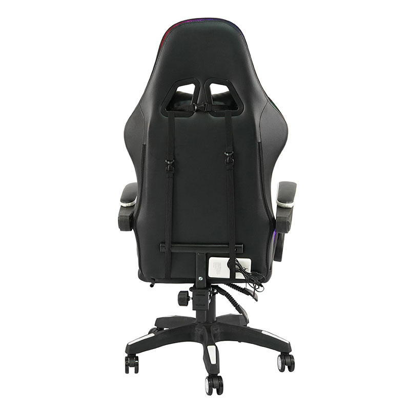 White Professional Swivel Recling RGB Gamer Adjustable Armrest Led Gaming Chair With Footrest(Y-2442)