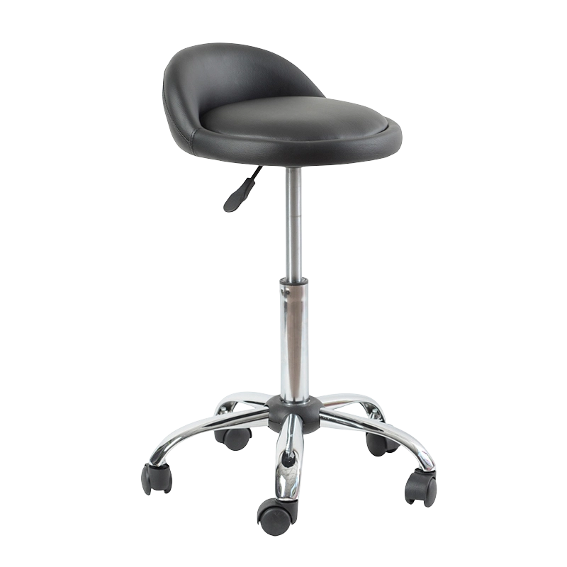 Siyah PU Düşük Sırtlı Yuvarlak Koltuk Döner Kaldırma Bar Taburesi, Tekerlekler (GY-1021A)